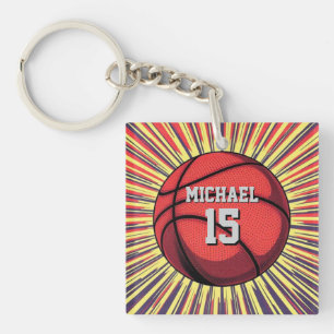 Basketball Ihr Name Pop Kunst Schlüsselanhänger