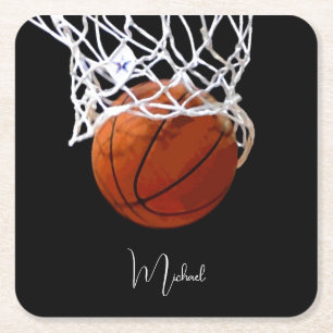 Basketball Ihr Name Rechteckiger Pappuntersetzer
