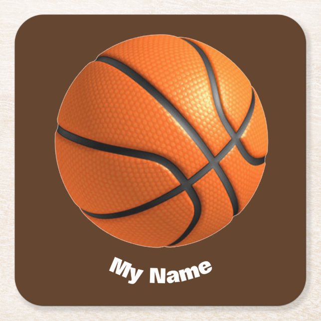Basketball Ihr Name Rechteckiger Pappuntersetzer (Vorderseite)