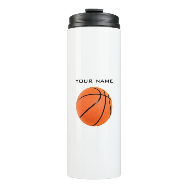 Basketball Ihr Name Thermosbecher (Vorderseite)