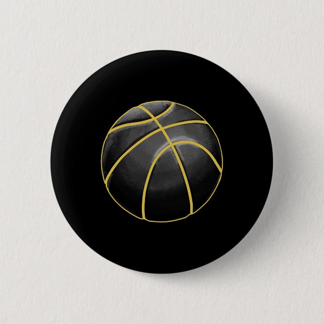 Basketball Illustration Black Gold Ball Design Str Button (Vorderseite)