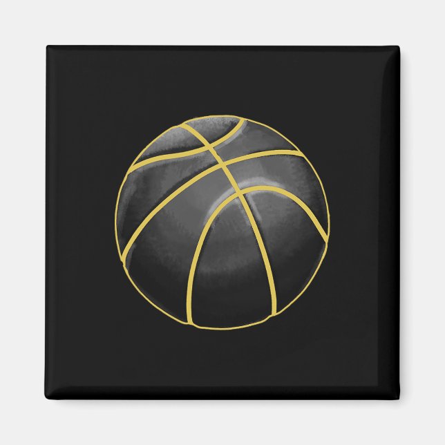 Basketball Illustration Black Gold Ball Design Str Magnet (Vorne)