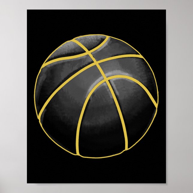 Basketball Illustration Black Gold Ball Design Str Poster (Vorne)