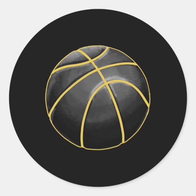 Basketball Illustration Black Gold Ball Design Str Runder Aufkleber (Vorderseite)