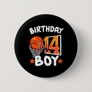 Basketball Im 14-jährigen 14. Geburtstag Junge Dek Button