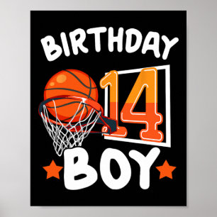 Basketball Im 14-jährigen 14. Geburtstag Junge Dek Poster