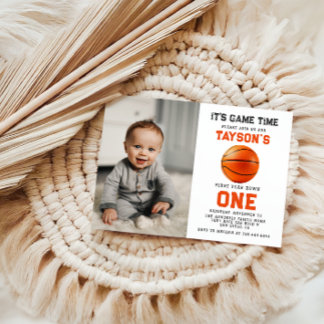 Basketball im ersten Jahr ab 1. Geburtstag Foto Einladung