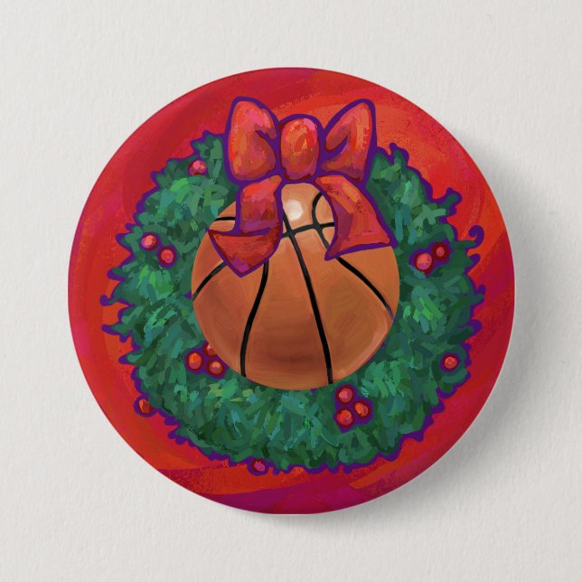 Basketball im Inneren des Weihnachtsschadens Button (Vorderseite)