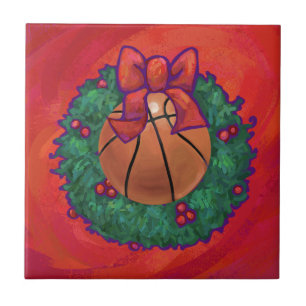 Basketball im Inneren des Weihnachtsschadens Fliese