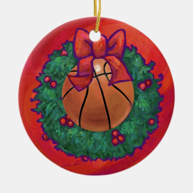 Basketball im Inneren des Weihnachtsschadens Keramikornament (Vorne)