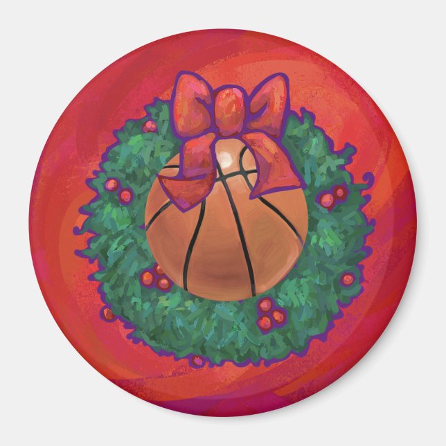 Basketball im Inneren des Weihnachtsschadens Magnet (Vorne)