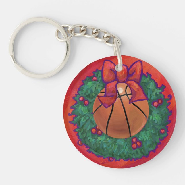 Basketball im Inneren des Weihnachtsschadens Schlüsselanhänger (Vorderseite)