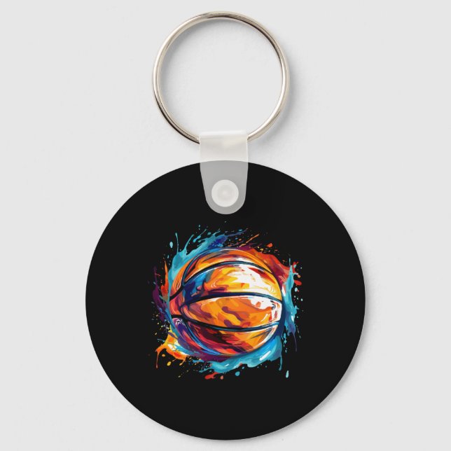 Basketball im Kunstdesign 1 Schlüsselanhänger (Vorderseite)