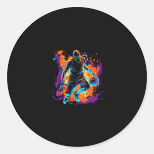 Basketball im Kunstdesign Runder Aufkleber