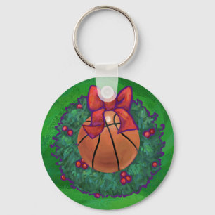 Basketball im Weihnachtskranz Schlüsselanhänger