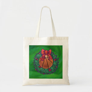 Basketball im Weihnachtskranz Tragetasche
