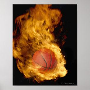 Basketball in Brand (digitaler Verbundwerkstoff) Poster