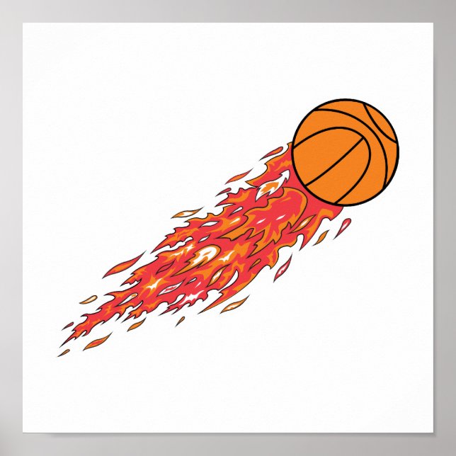 Basketball in Flammen Poster (Vorne)
