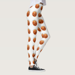 Basketball in orangefarbenem, schwarzem Leder Leggings