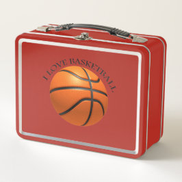Basketball in orangefarbenem, schwarzem Leder Metall Lunch Box