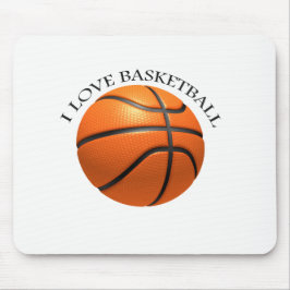 Basketball in orangefarbenem, schwarzem Leder Mousepad