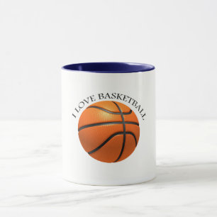 Basketball in orangefarbenem, schwarzem Leder Tasse