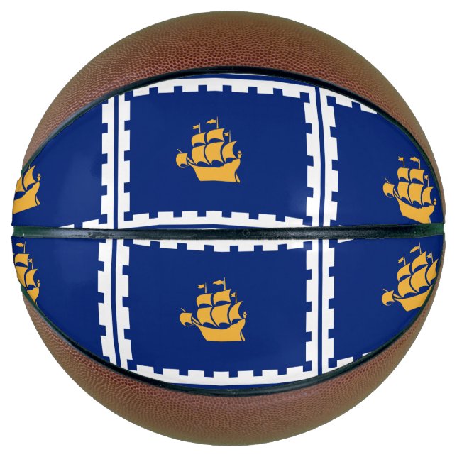 Basketball in Originalgröße mit der Flagge von Qué (Vorderseite)