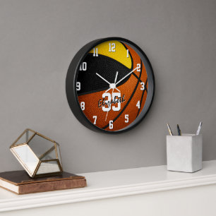 Basketball in schwarzem Gold personalisiert Uhr