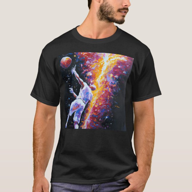 Basketball in Universum T-Shirt (Vorderseite)