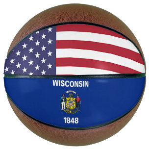 Basketball in Vollgröße mit Flagge des Wisconsin-S