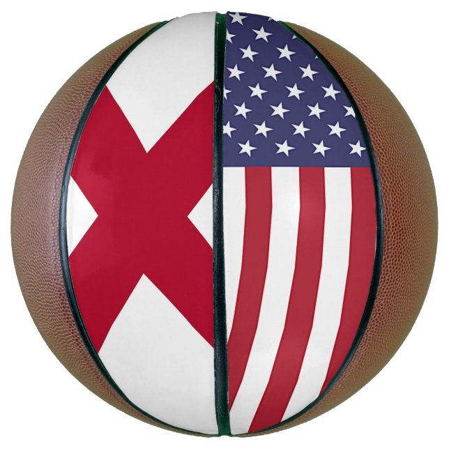 Basketball in Vollgröße mit Flagge von Alabama, US (Vertikal)