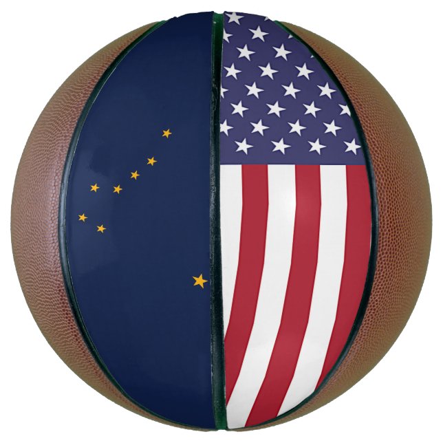 Basketball in Vollgröße mit Flagge von Alaska, USA (Vertikal)
