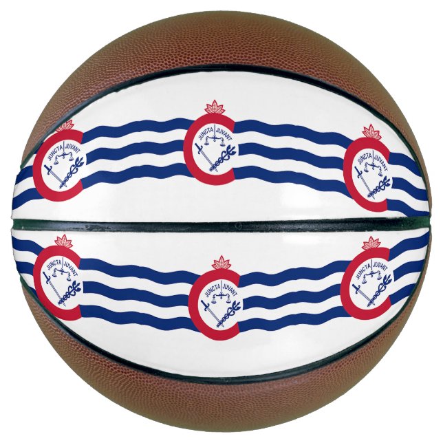Basketball in Vollgröße mit Flagge von Cincinnati, (Vorderseite)