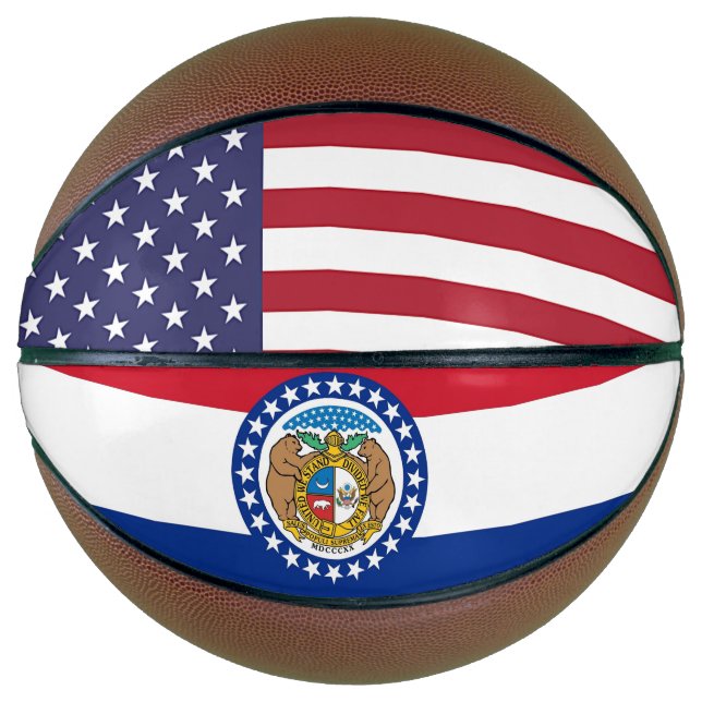 Basketball in Vollgröße mit Flagge von Missouri US (Vorderseite)