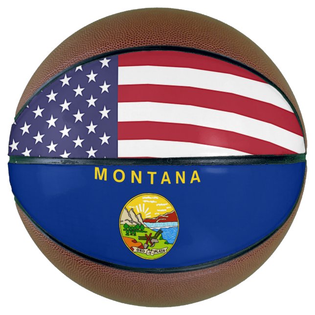 Basketball in Vollgröße mit Flagge von Montana, US (Vorderseite)