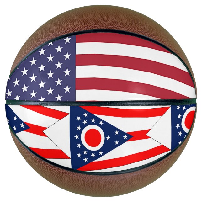 Basketball in Vollgröße mit Flagge von Ohio, USA (Vorderseite)