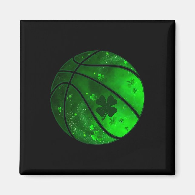 Basketball Irish Kleeblatt Lucky Clover St Patrick Magnet (Vorne)