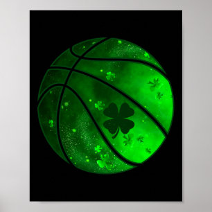 Basketball Irish Kleeblatt Lucky Clover St Patrick Poster