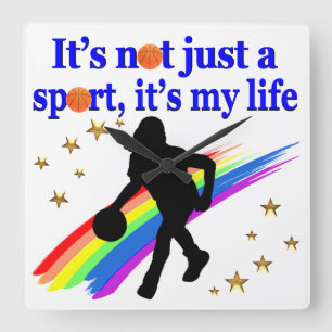 BASKETBALL IST MEIN LEBENSBASKETBALLDESIGN QUADRATISCHE WANDUHR