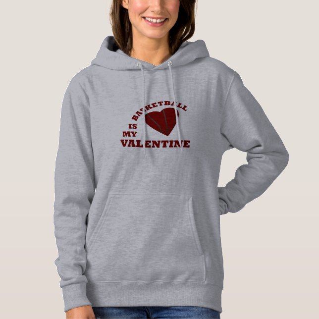 Basketball ist mein Valentinstag mit rotem Herz Hoodie (Vorderseite)