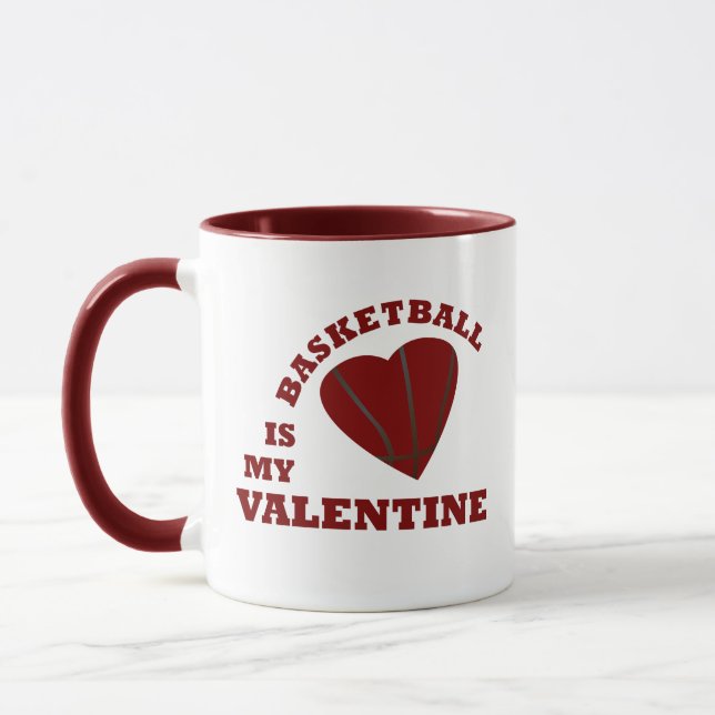 Basketball ist mein Valentinstag mit rotem Herz Tasse (Links)