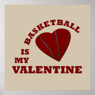 Basketball ist mein Valentinstag mit rotem Herzen Poster