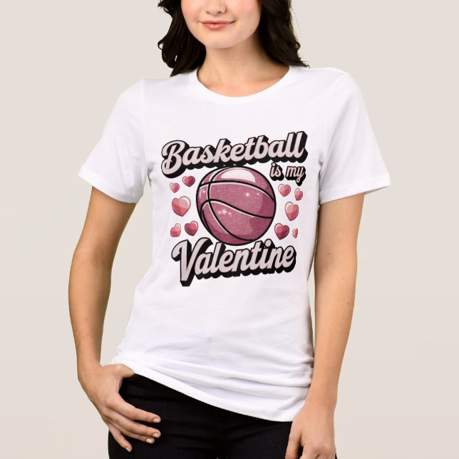 Basketball ist meine Valentine, Retro Basketball L Tri-Blend Shirt (Vorderseite)