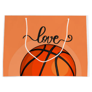 Basketball ist orange mit Liebe Aquarell Große Geschenktüte