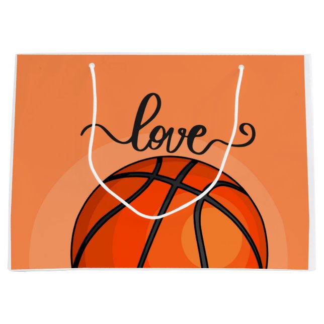 Basketball ist orange mit Liebe Aquarell   Große Geschenktüte (Vorderseite)