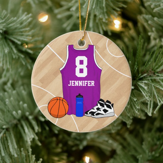 Basketball Jersey am Court Magenta Keramik Ornament (Baum)