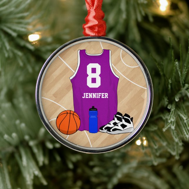 Basketball Jersey am Court Magenta Ornament Aus Metall (Baum)
