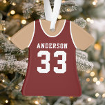 Basketball Jersey Sportteam Uniform Maroon Ornament<br><div class="desc">Basketball Jersey Sport Team Uniform Ornament. Dieses Basketball-Jersey-Ornament ist perfekt für alle,  die Schulsport oder Lieben,  die Sport sehen. Personalisieren Sie dieses benutzerdefinierte Design mit Ihrem eigenen Teamnamen und Jersey-Nummer.</div>