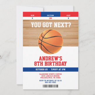 Basketball Kids Birthday Party Ticket Invitation Einladung