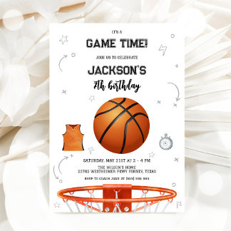Basketball Kids Boy Birthday Party Invitation Einladung